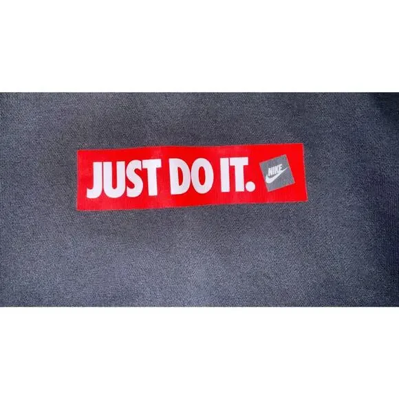 Nike Just Do It Crewneck Sweatshirt Black Mens Large "JUST DO IT" Red White - Picture 5 of 8